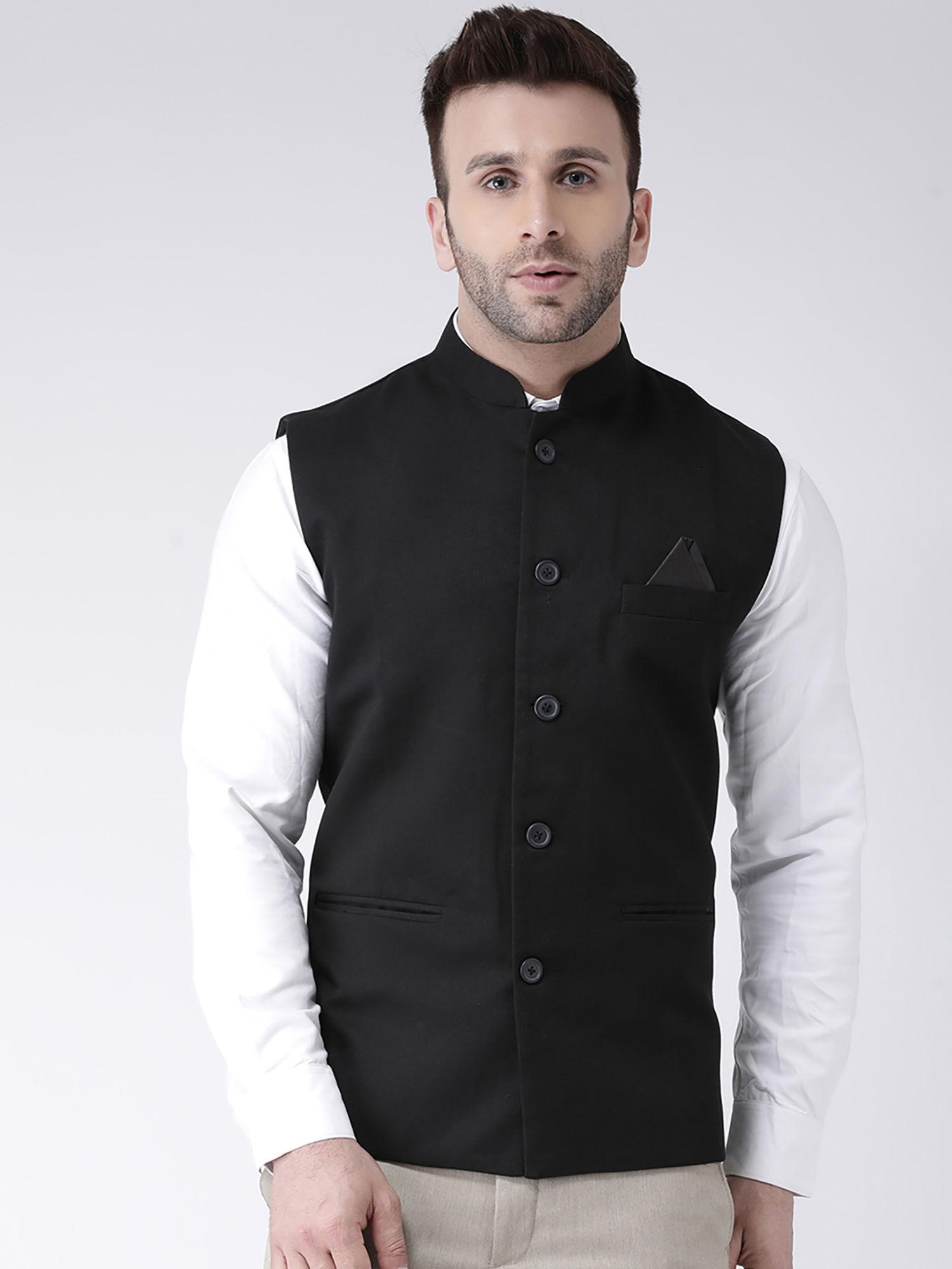 black solid nehru jacket