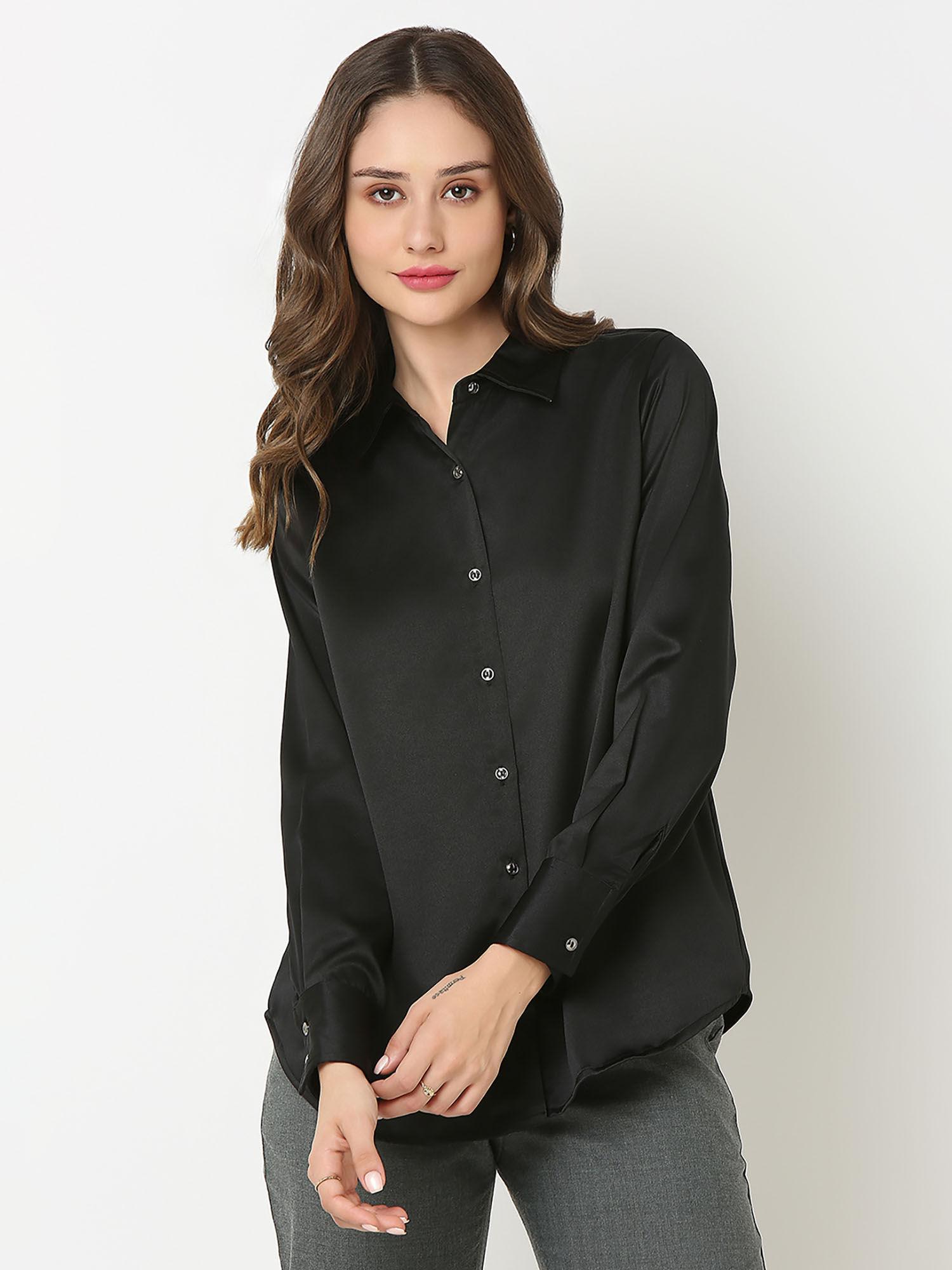 black solid oversized full sleeves shirt