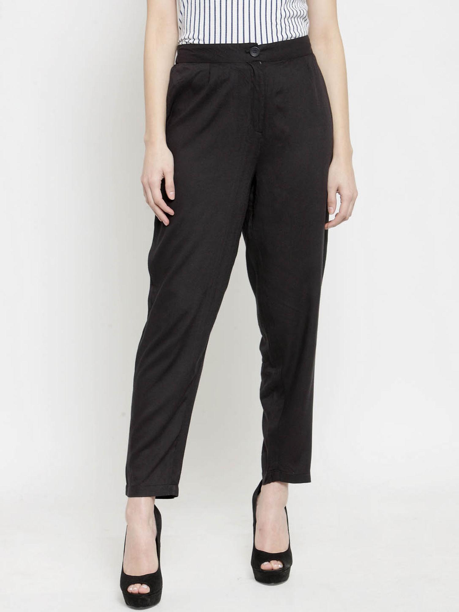 black solid palazzos