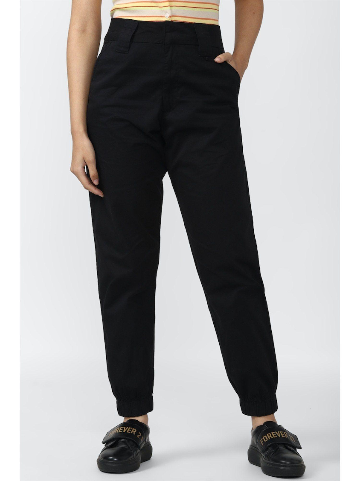 black solid pants