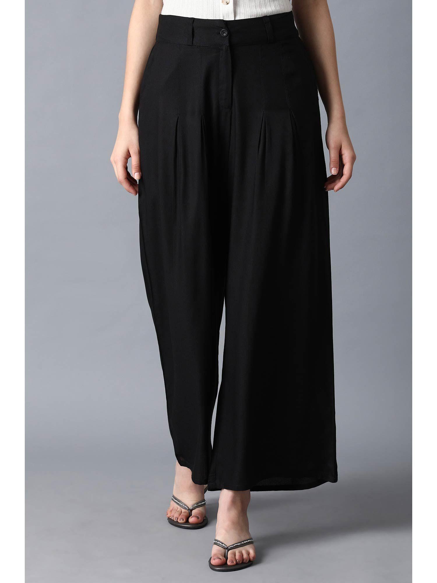 black solid parallel pants