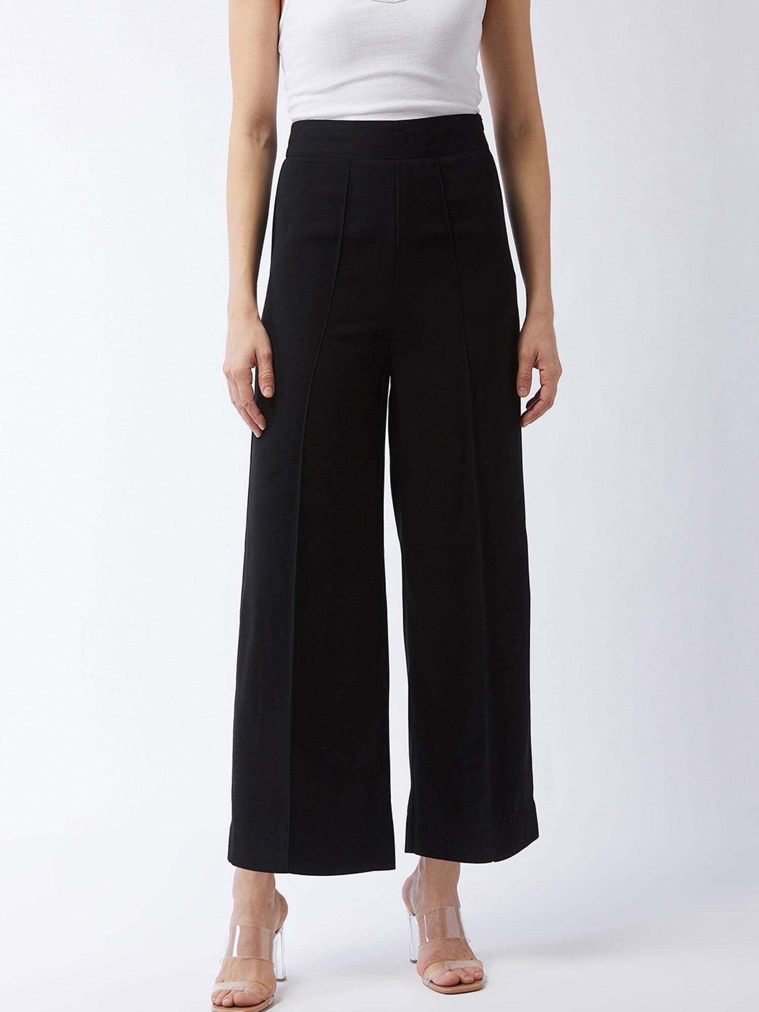 black solid pinktucks culottes