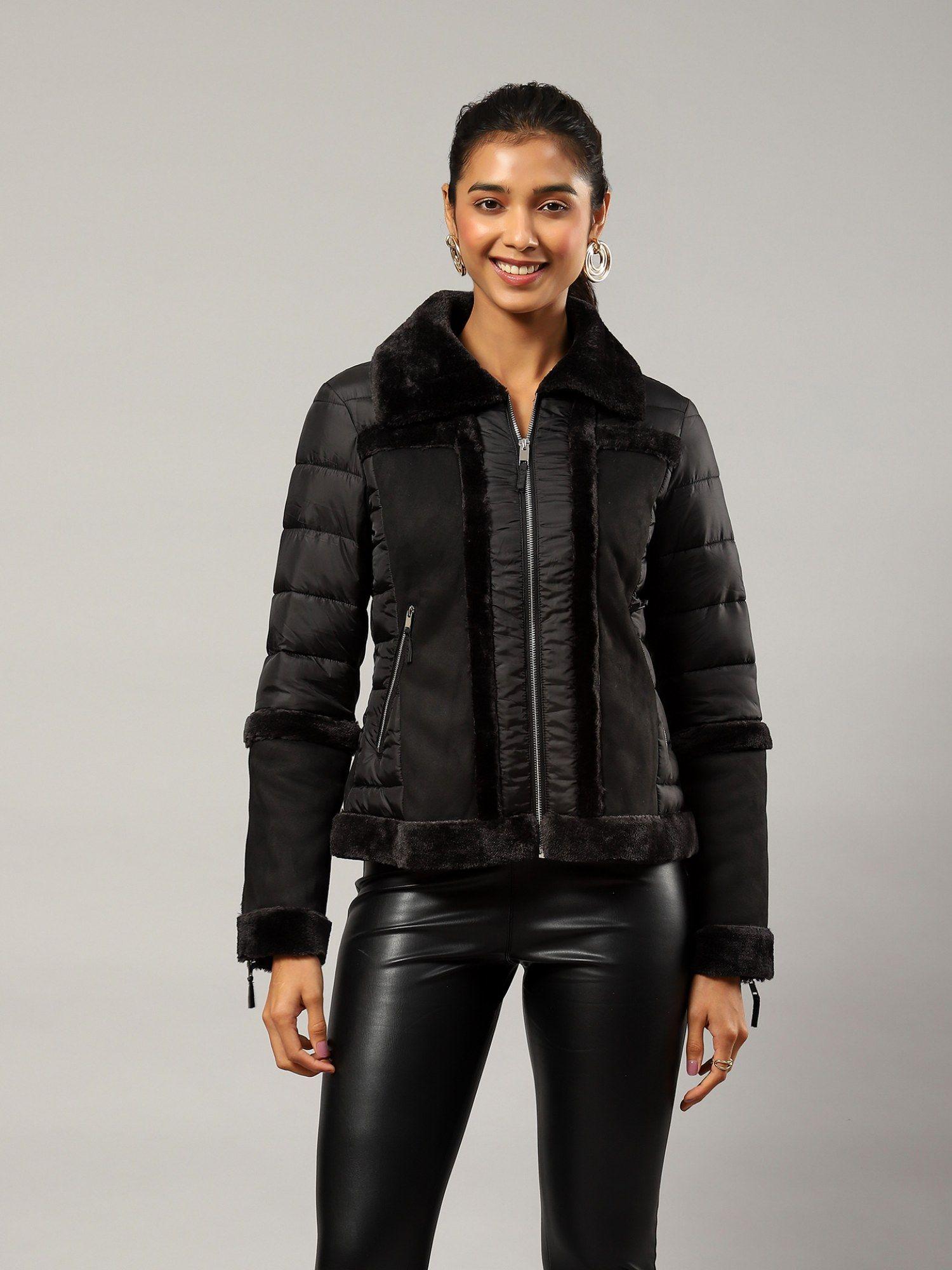 black solid puffer jacket