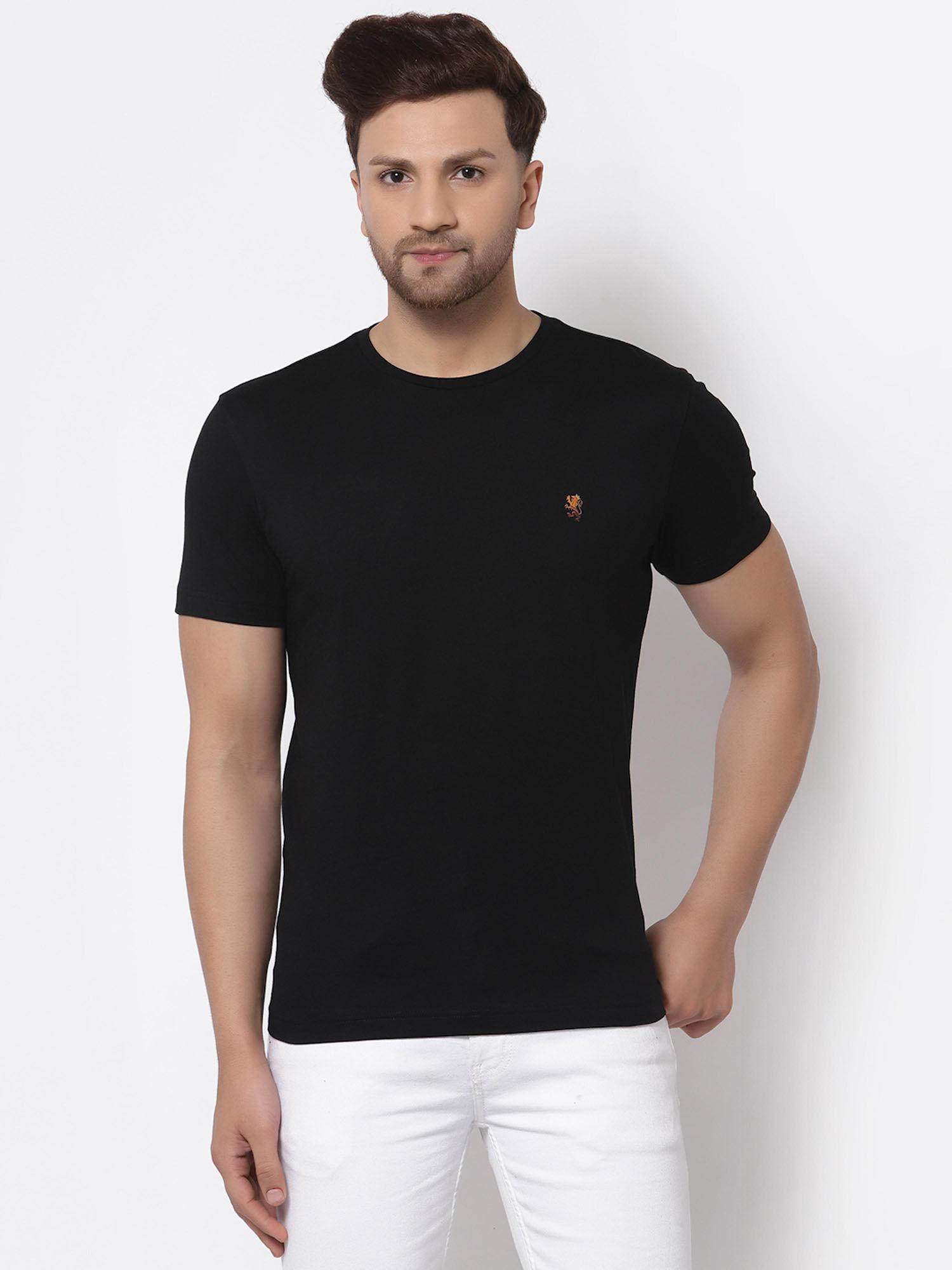 black solid pure cotton men t-shirt