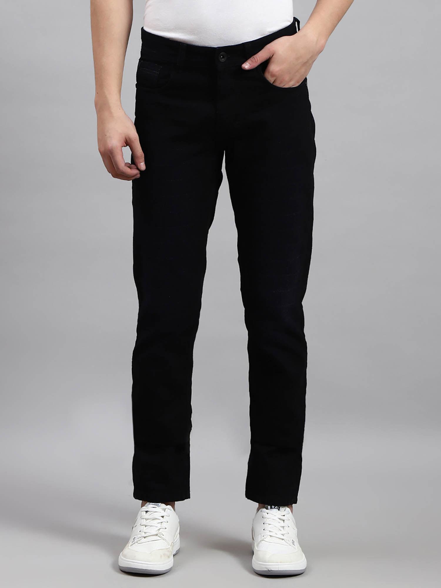 black solid regular fit narrow jeans