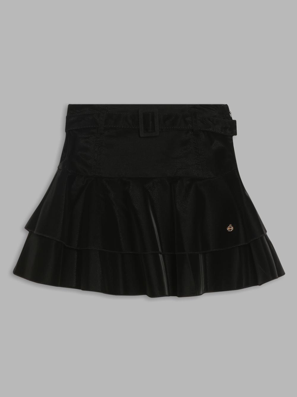 black solid regular fit skirt
