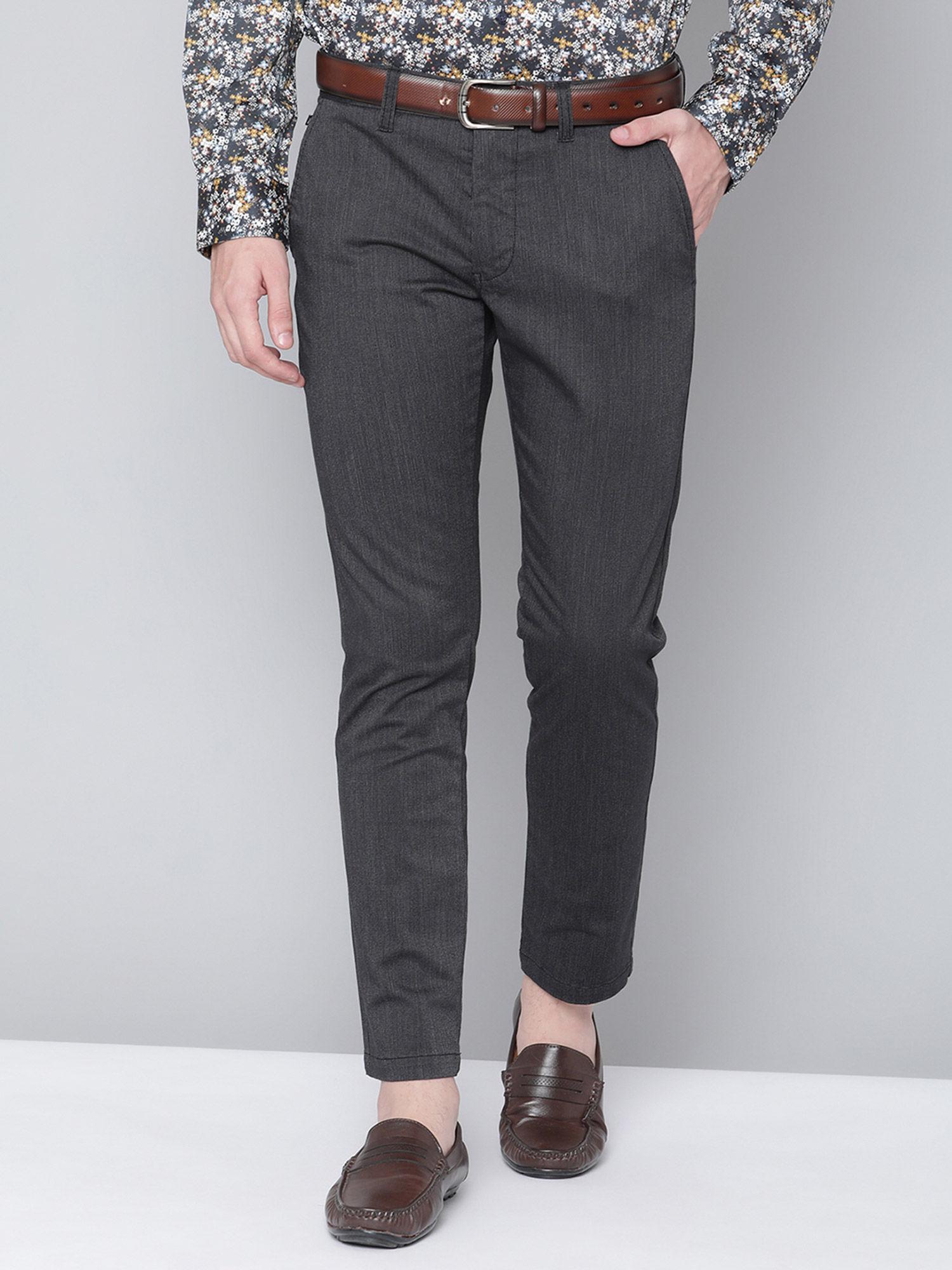 black solid regular fit trouser