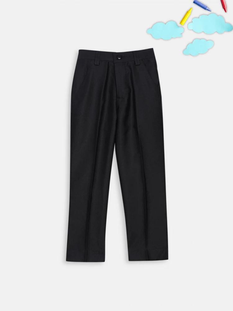 black solid regular fit trouser