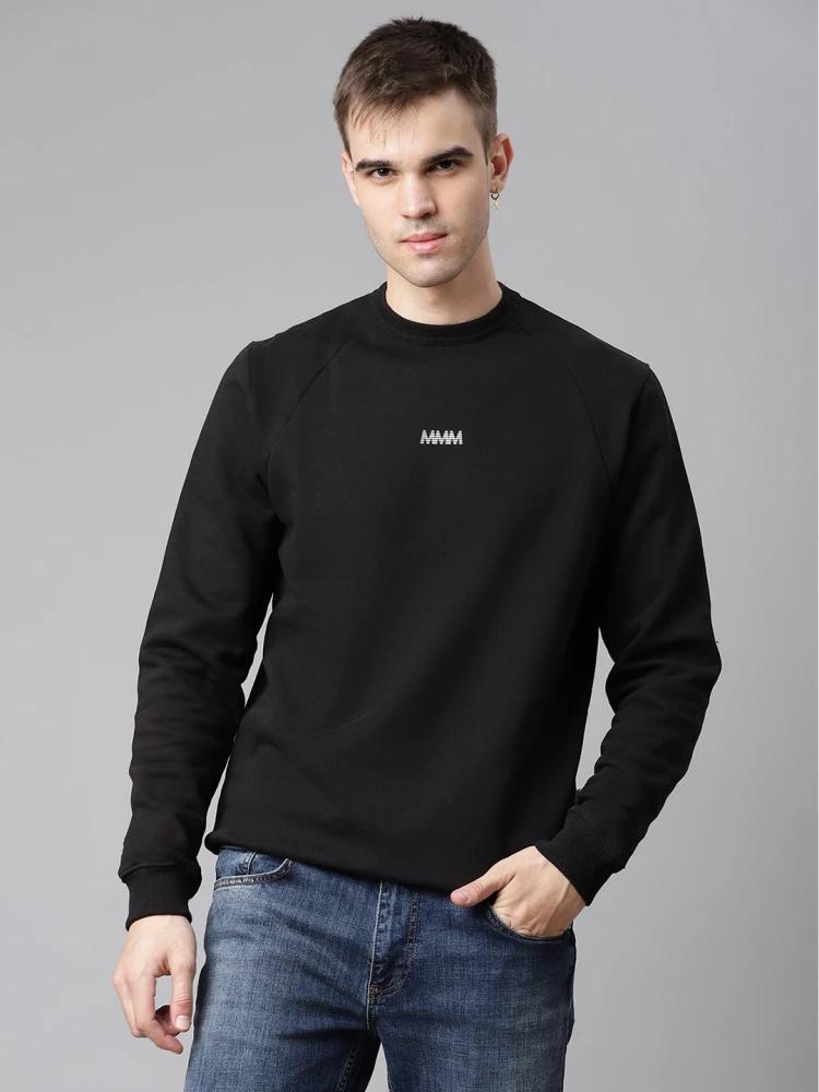 black solid round neck sweatshirt