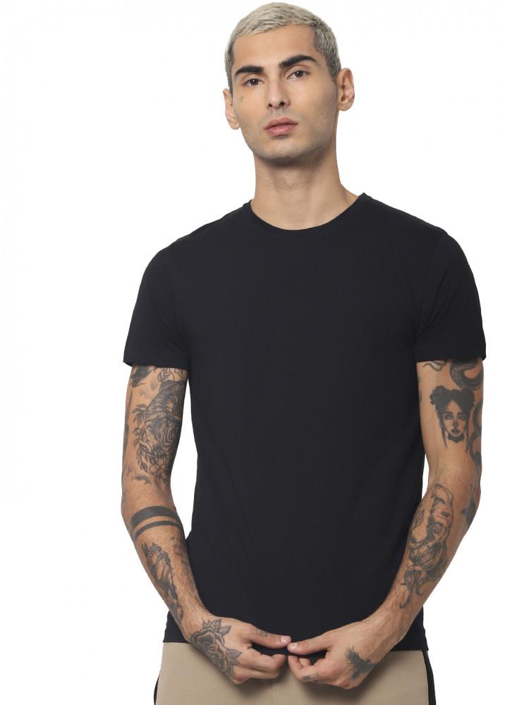 black solid round neck tshirt