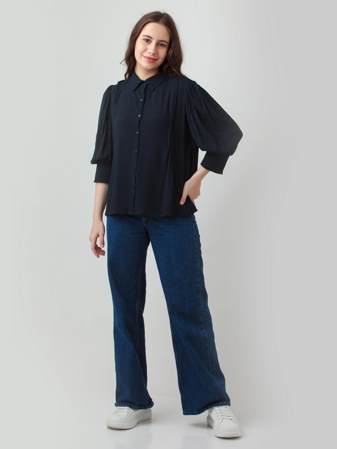 black solid shirt for women