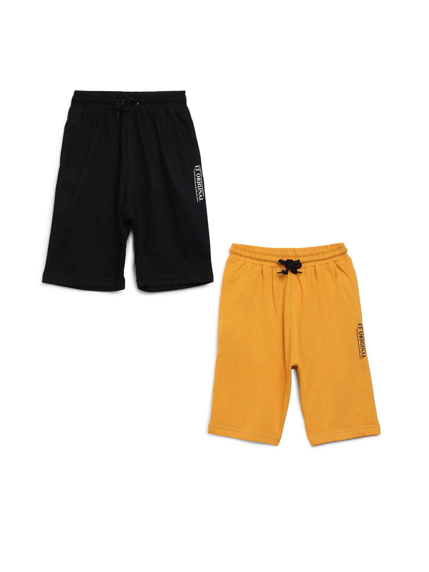black solid shorts with free 3-ply face mask (set of 3)