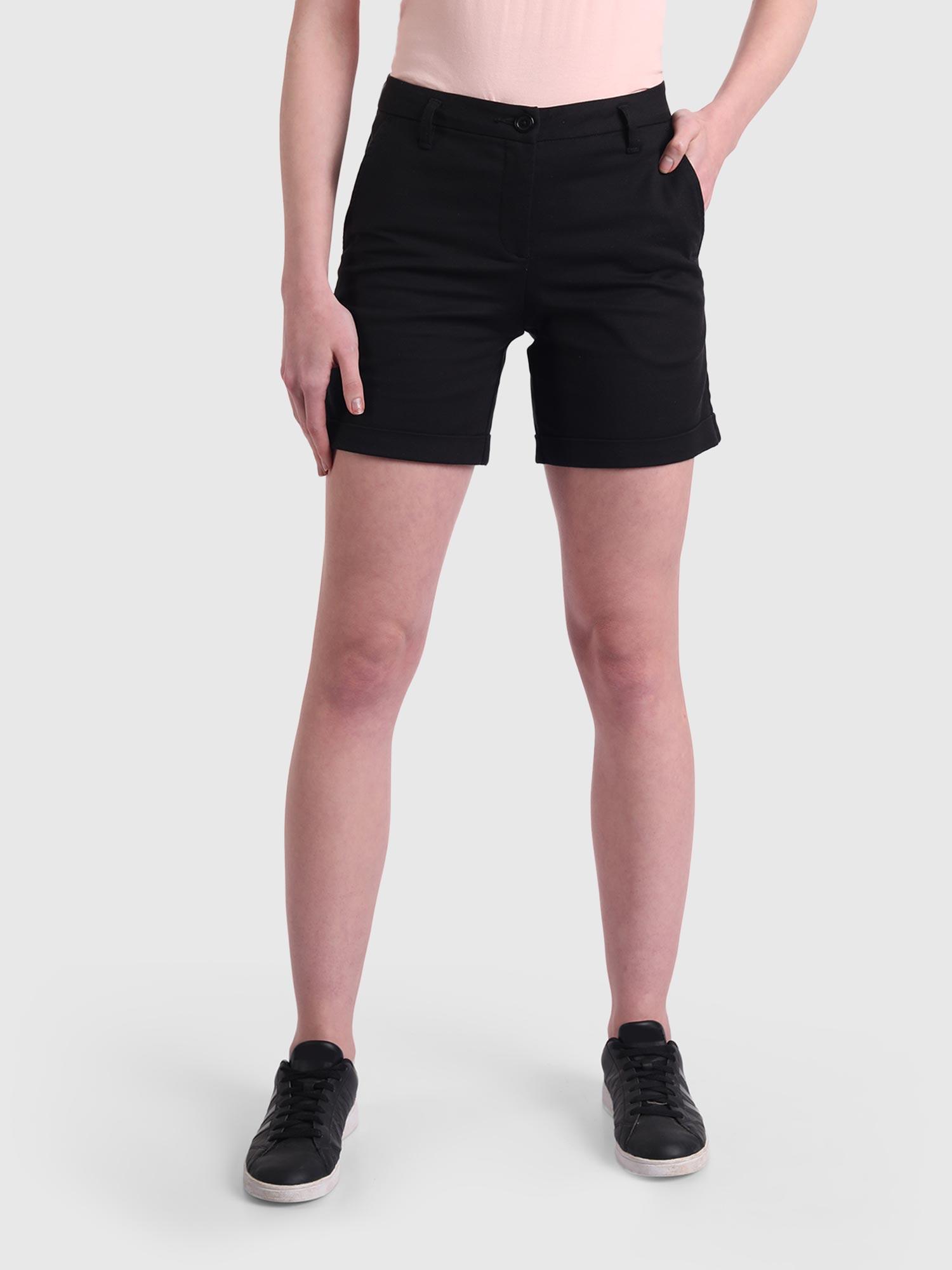 black solid shorts