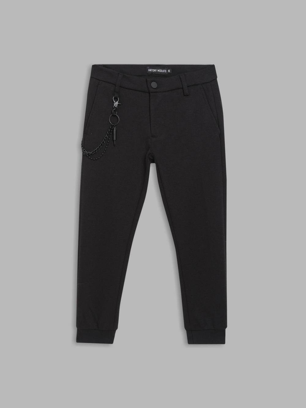 black solid skinny fit trouser