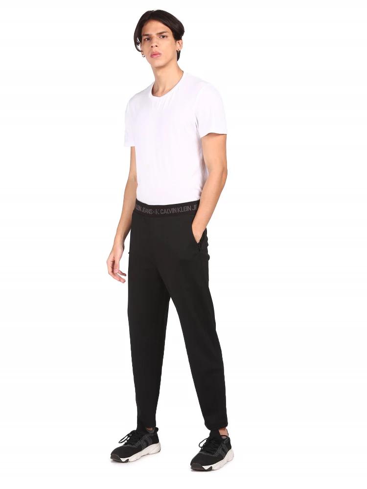 black solid slim fit track pant