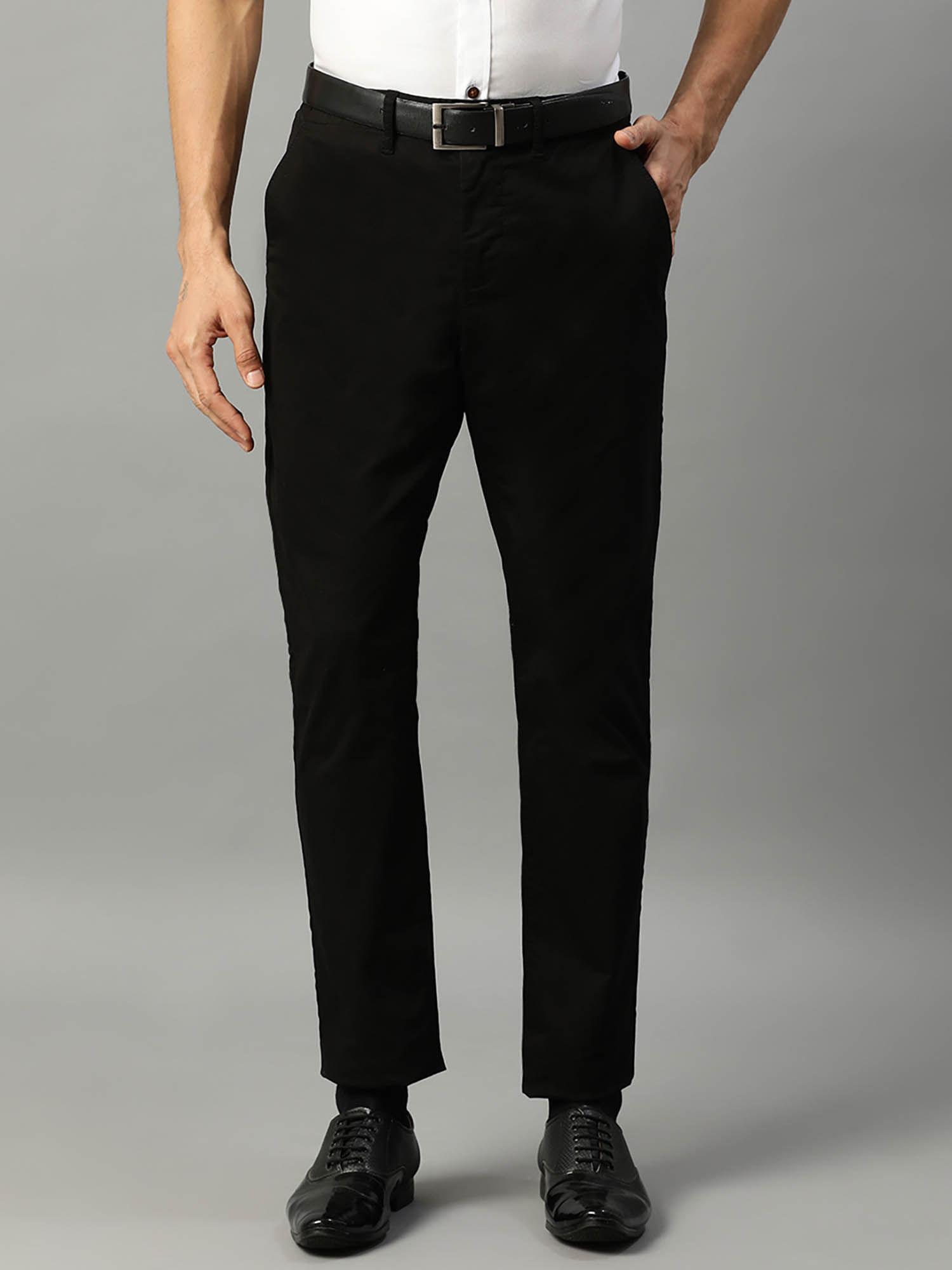 black solid slim fit trouser