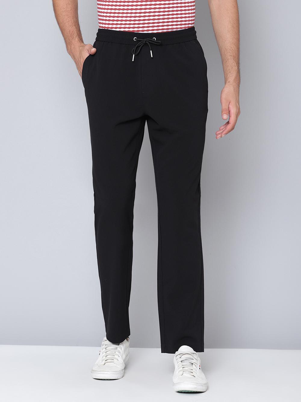 black solid slim fit trouser