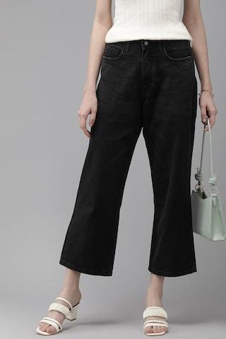 black solid spandex women regular fit jeans