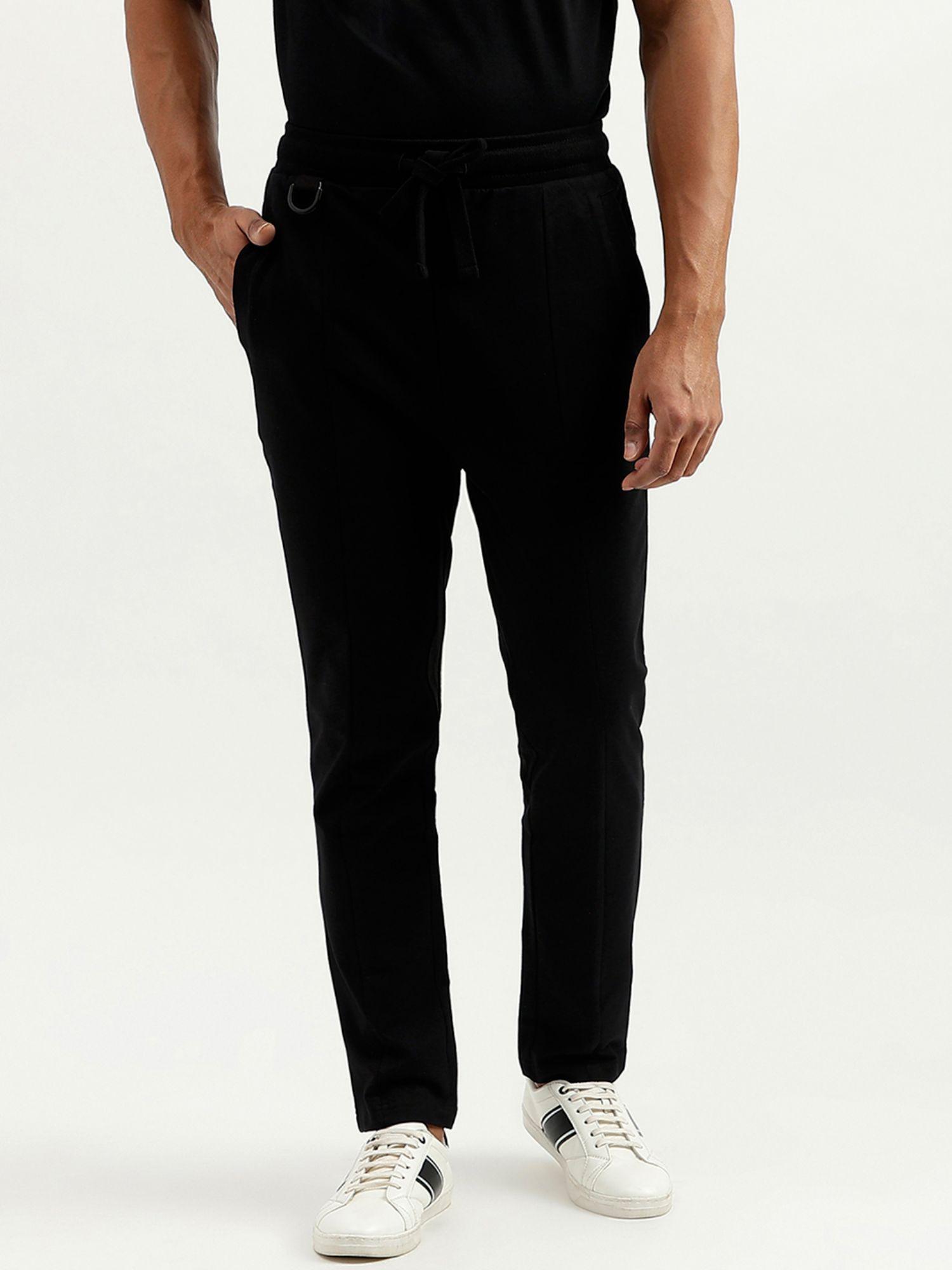 black solid straight trackpants