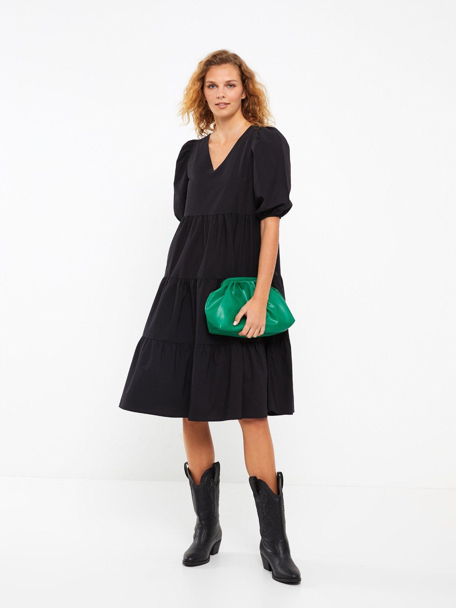 black solid tiered dress