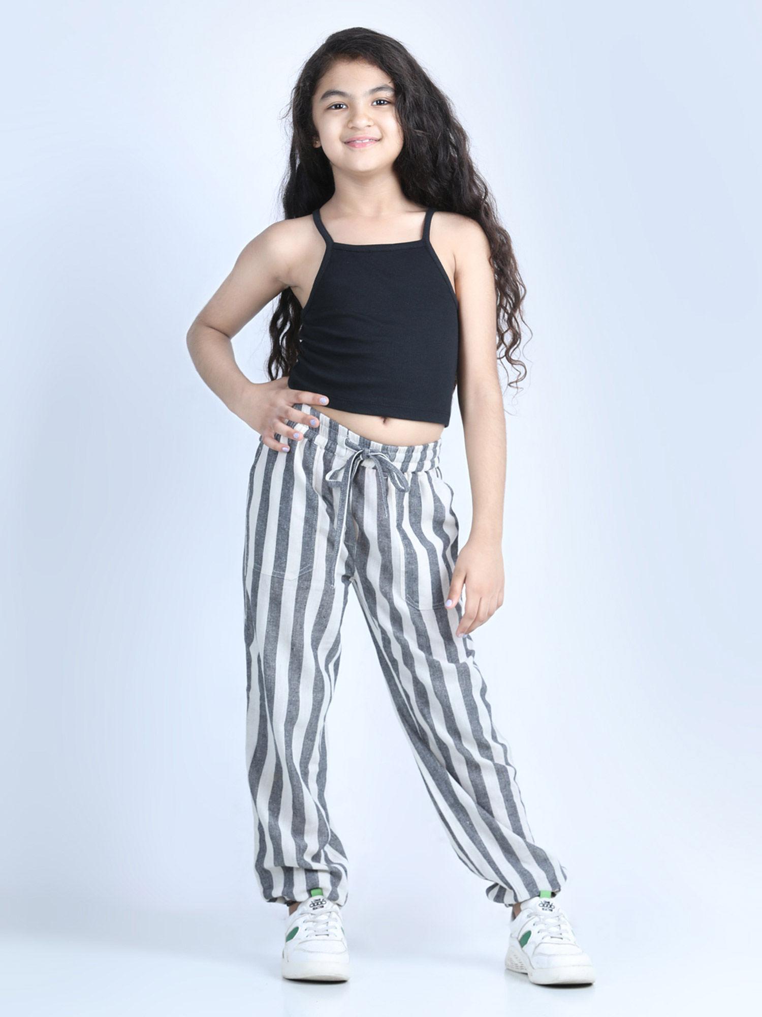 black solid top with trouser (set of 2)