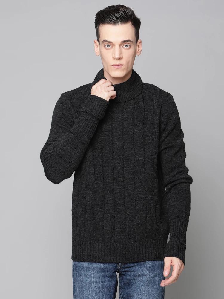 black solid turtle neck sweater