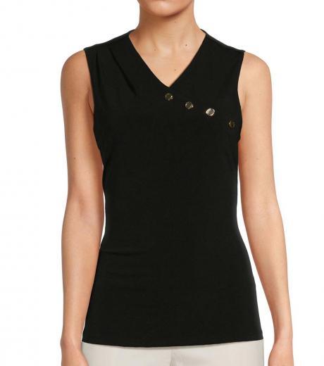 black solid v neck top