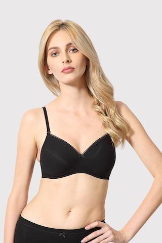 black solid women regular fit bra