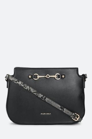 black solid work polyurethane women handbag