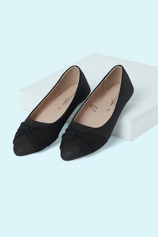 black solid work women flat shoes