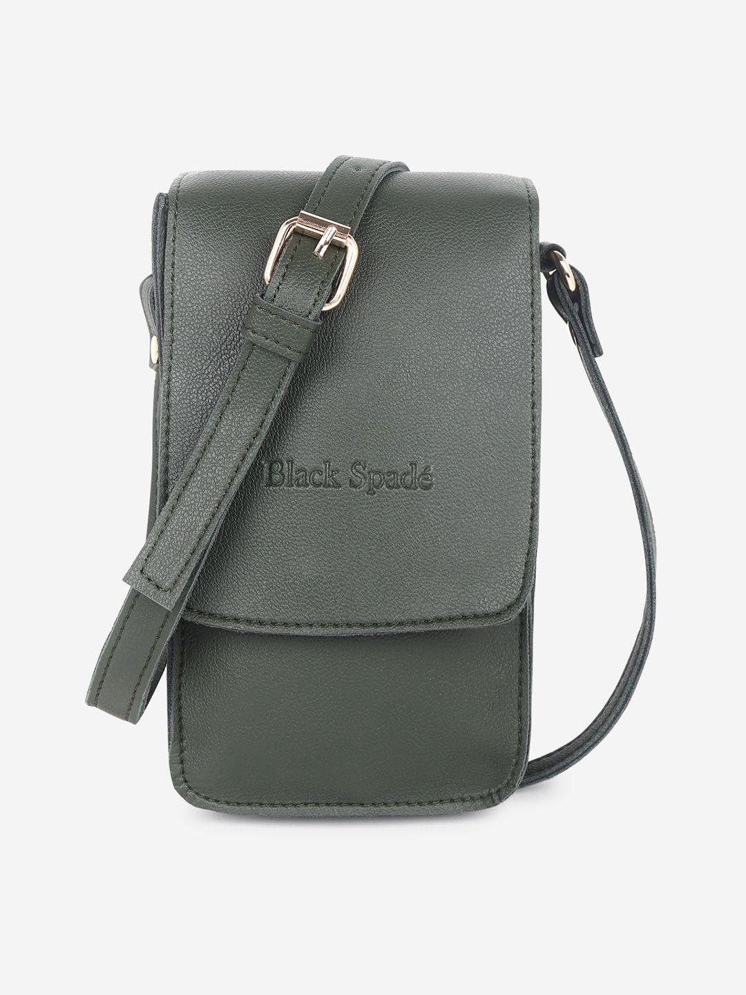 black spade green pu structured sling bag