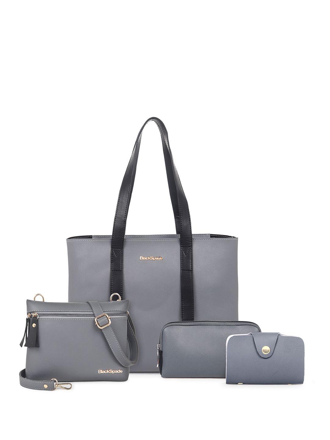 black spade grey pu shopper tote bag