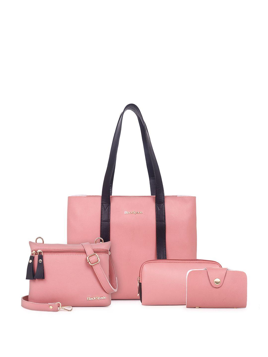 black spade pink pu shopper tote bag