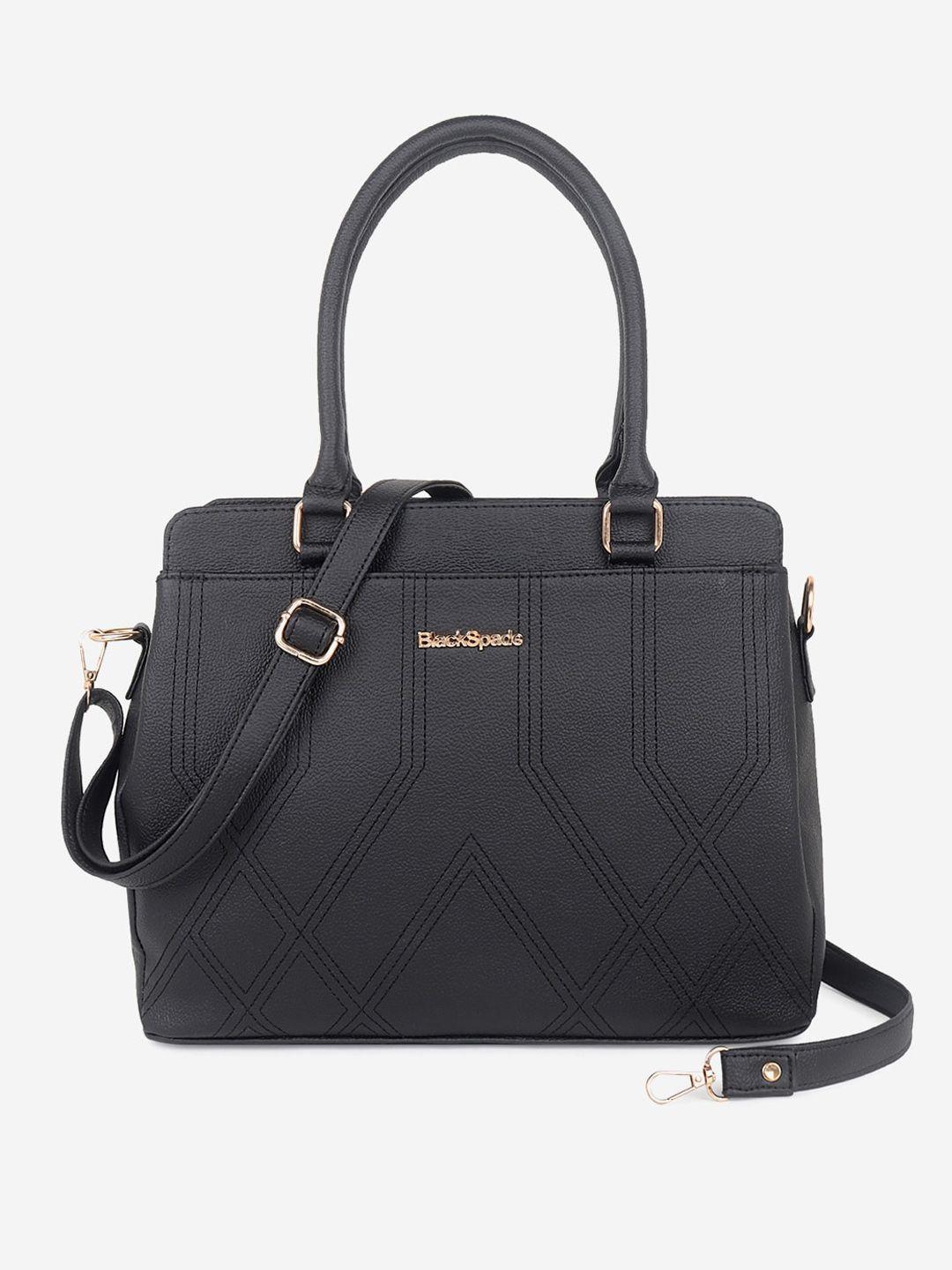 black spade pu structured handheld bag with quilted