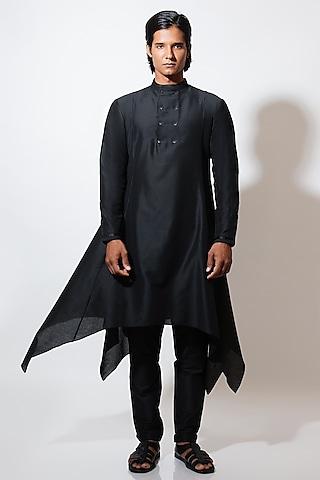 black spun cotton kurta set