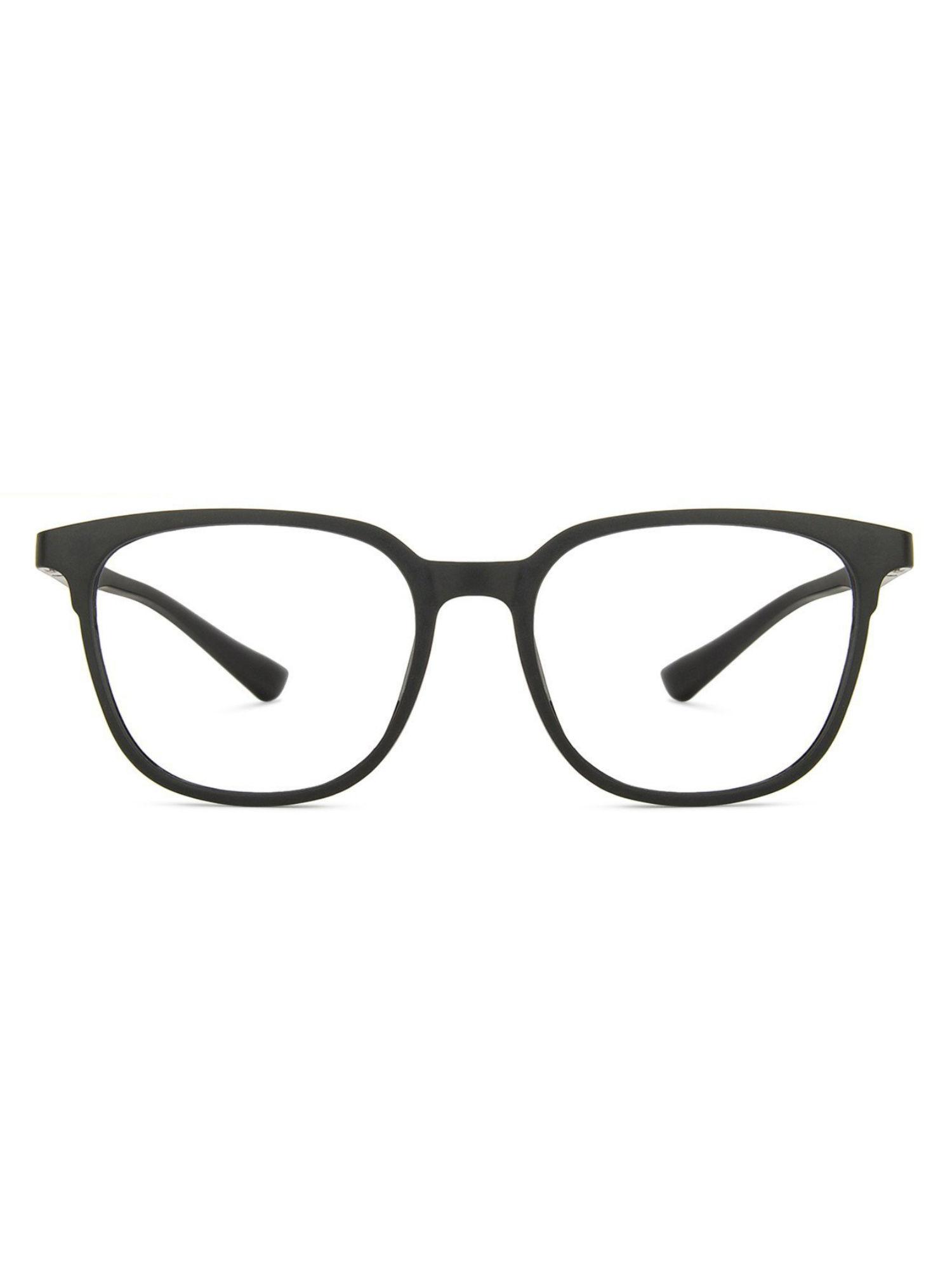 black square large blue cut anti-glare zero power computer glasses for men & women