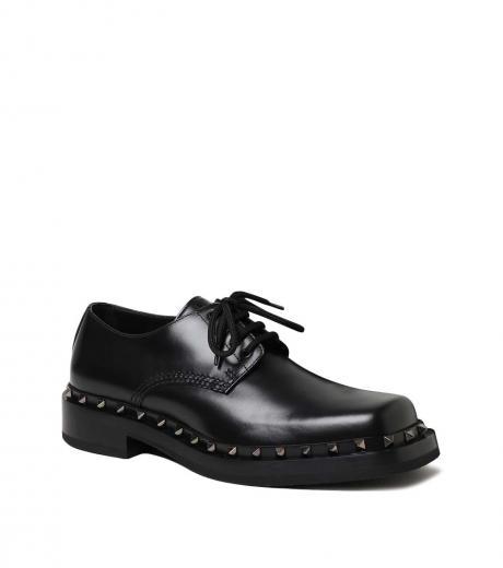 black square toe lace up shoes