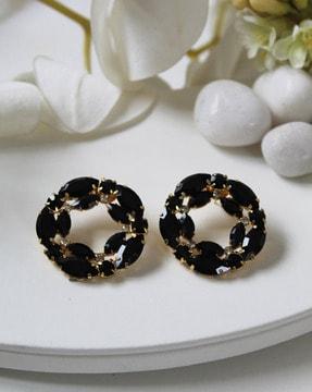 black stone-studded earrings