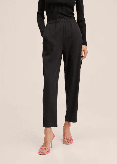 black straight elasticated pants