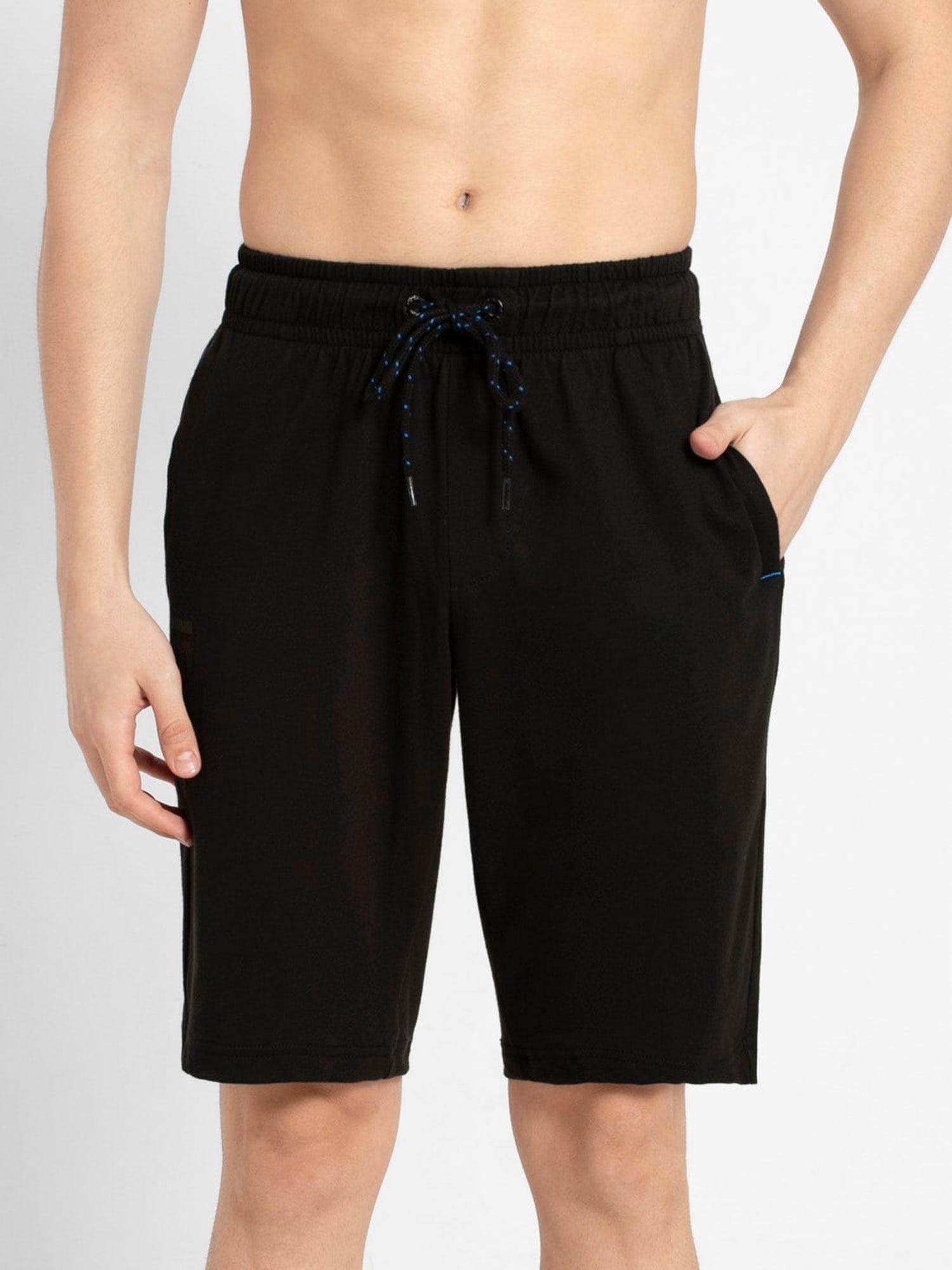 black straight fit shorts