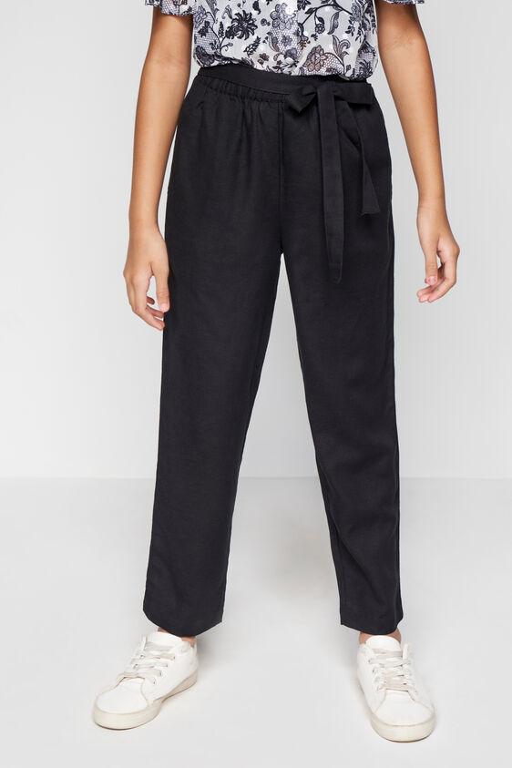 black straight-fit trousers