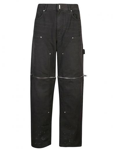 black straight leg trousers