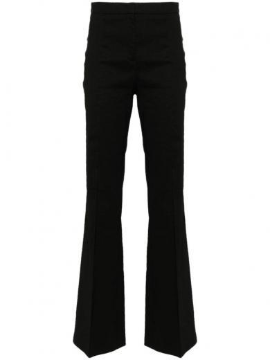 black straight leg trousers