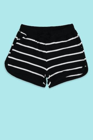 black stripe knee length casual girls regular fit shorts