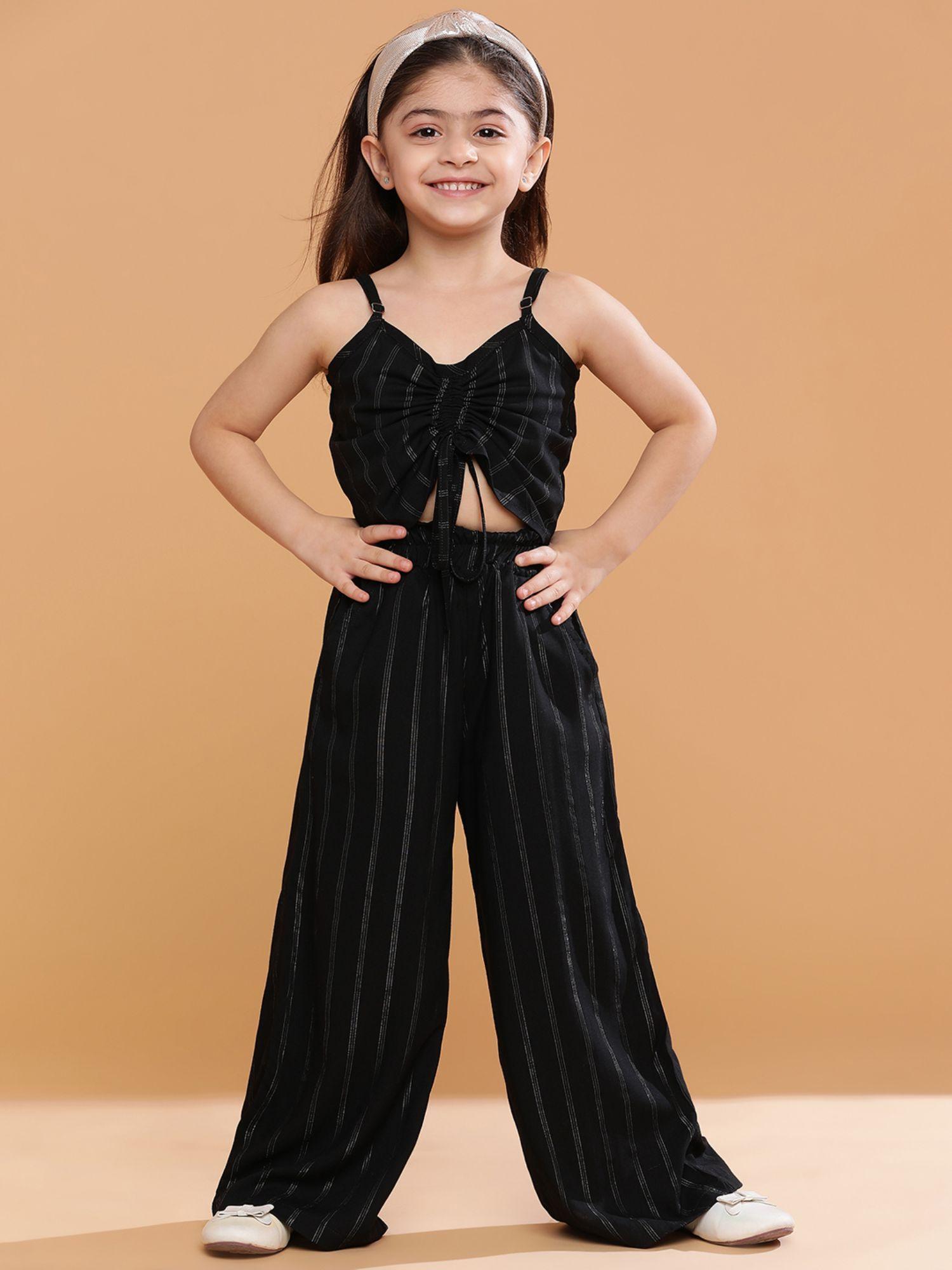 black striped for girls crop top and palazzo (set of 2)