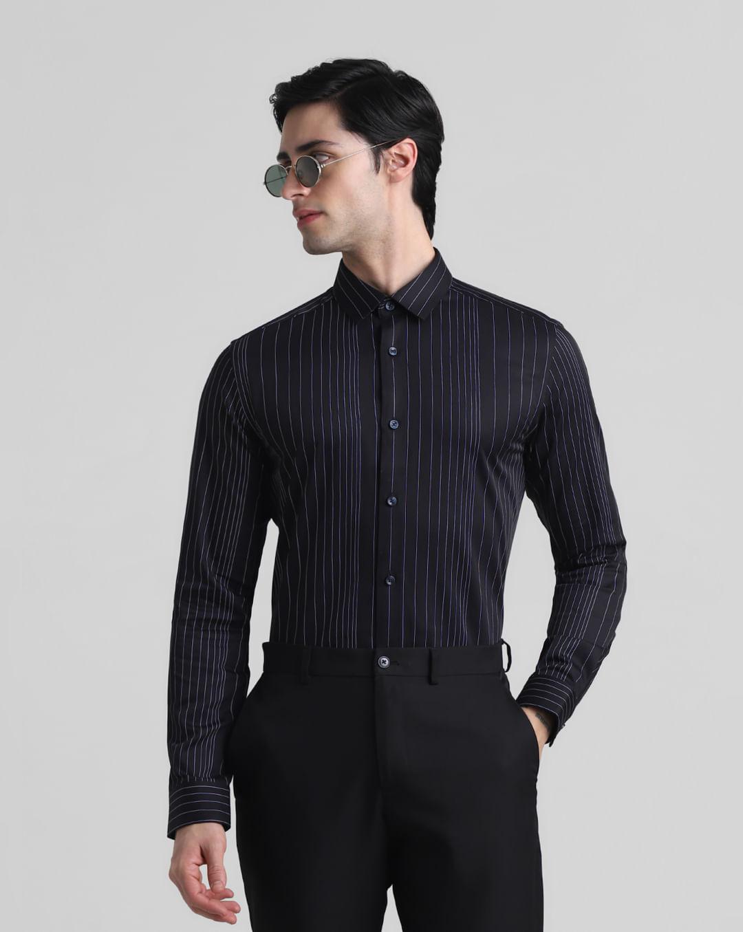 black striped full sleeves shirt