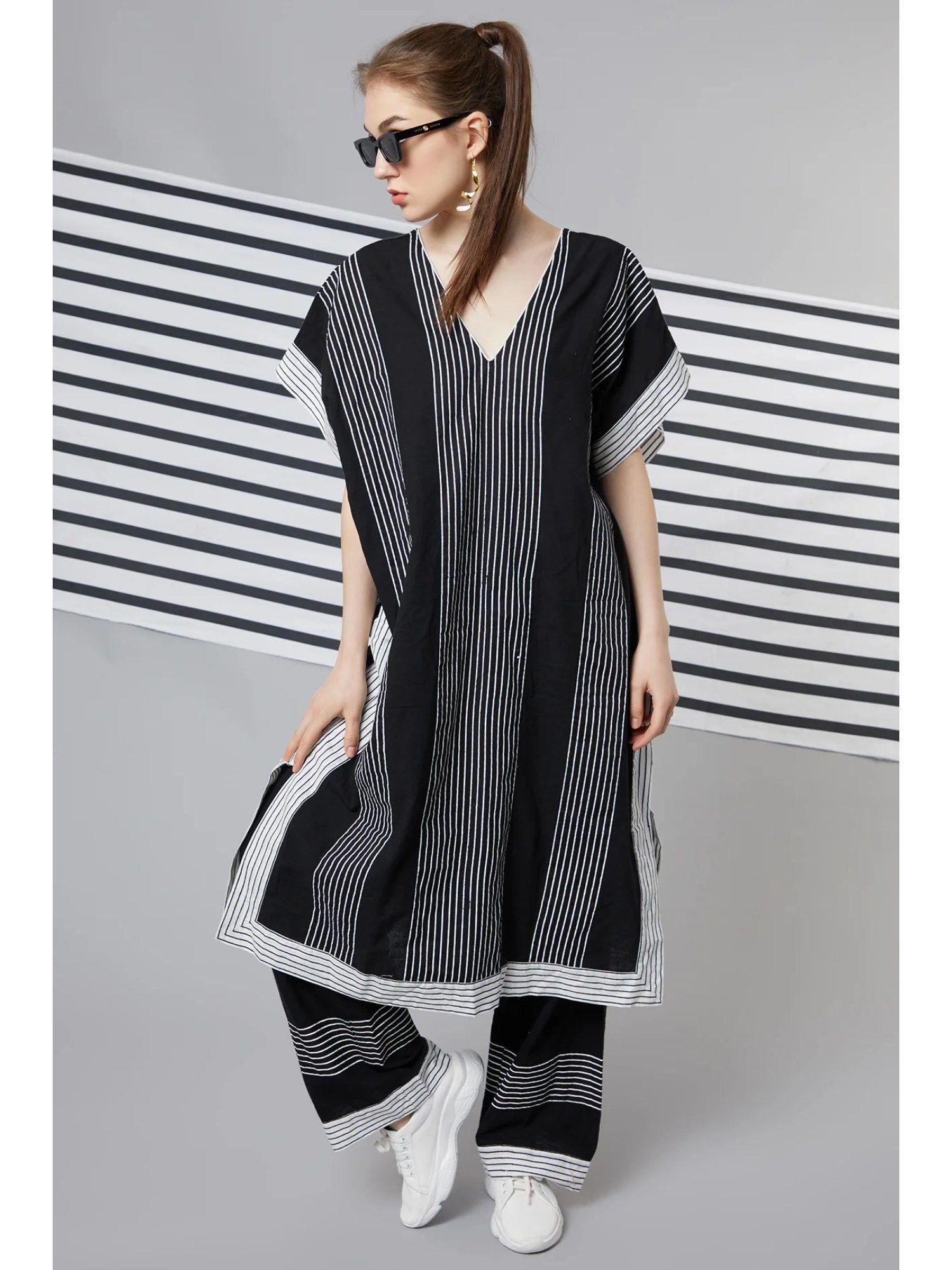 black striped kaftan top