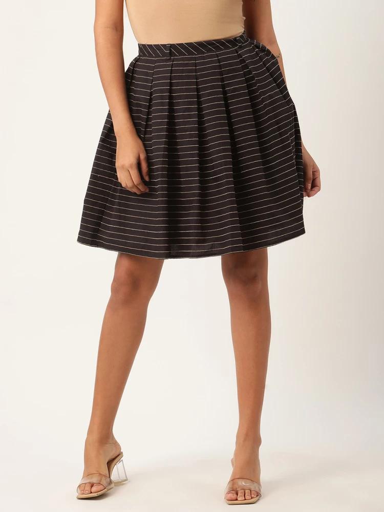 black striped regular fit skirt