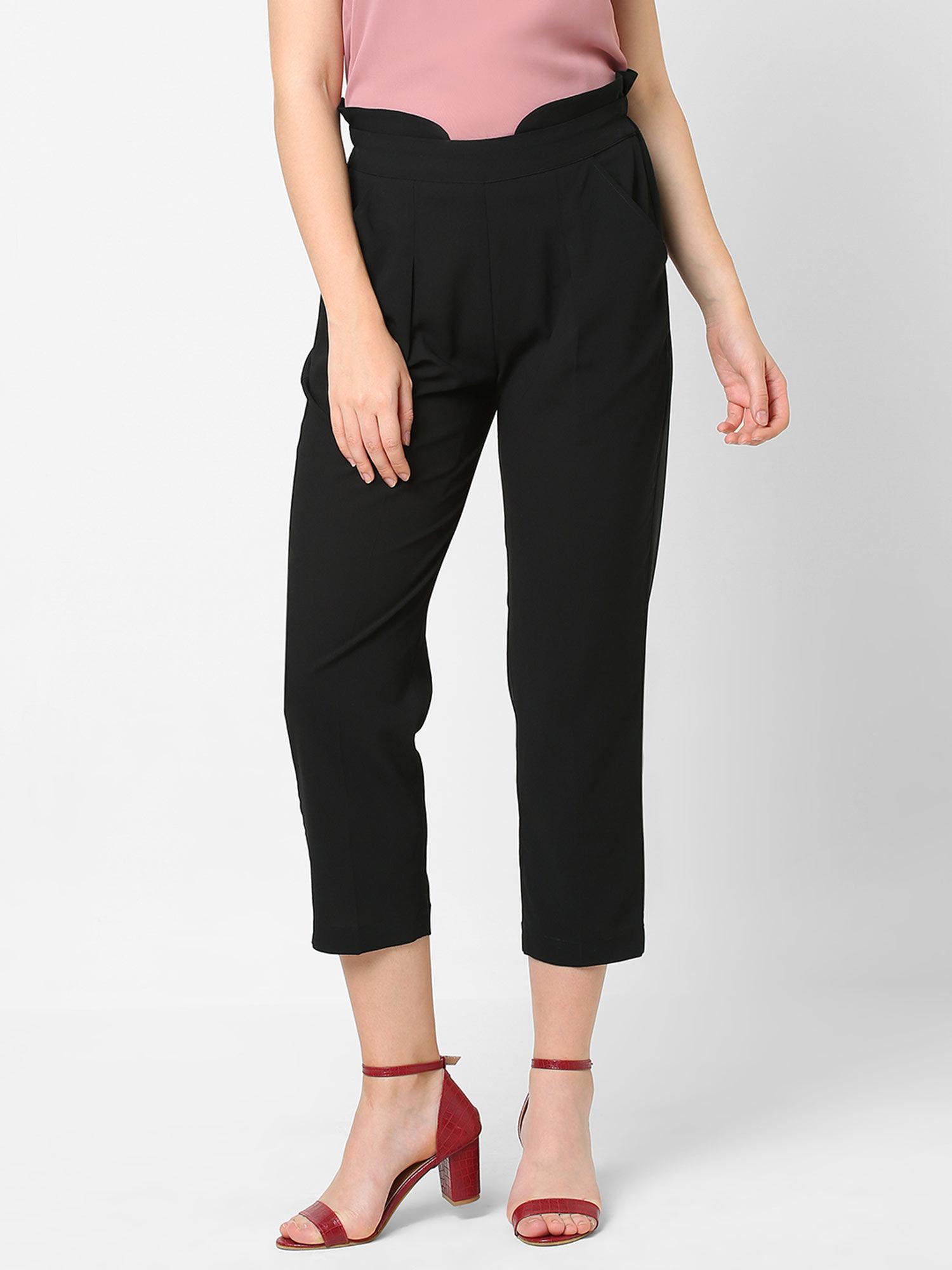 black stylised waist belt trouser