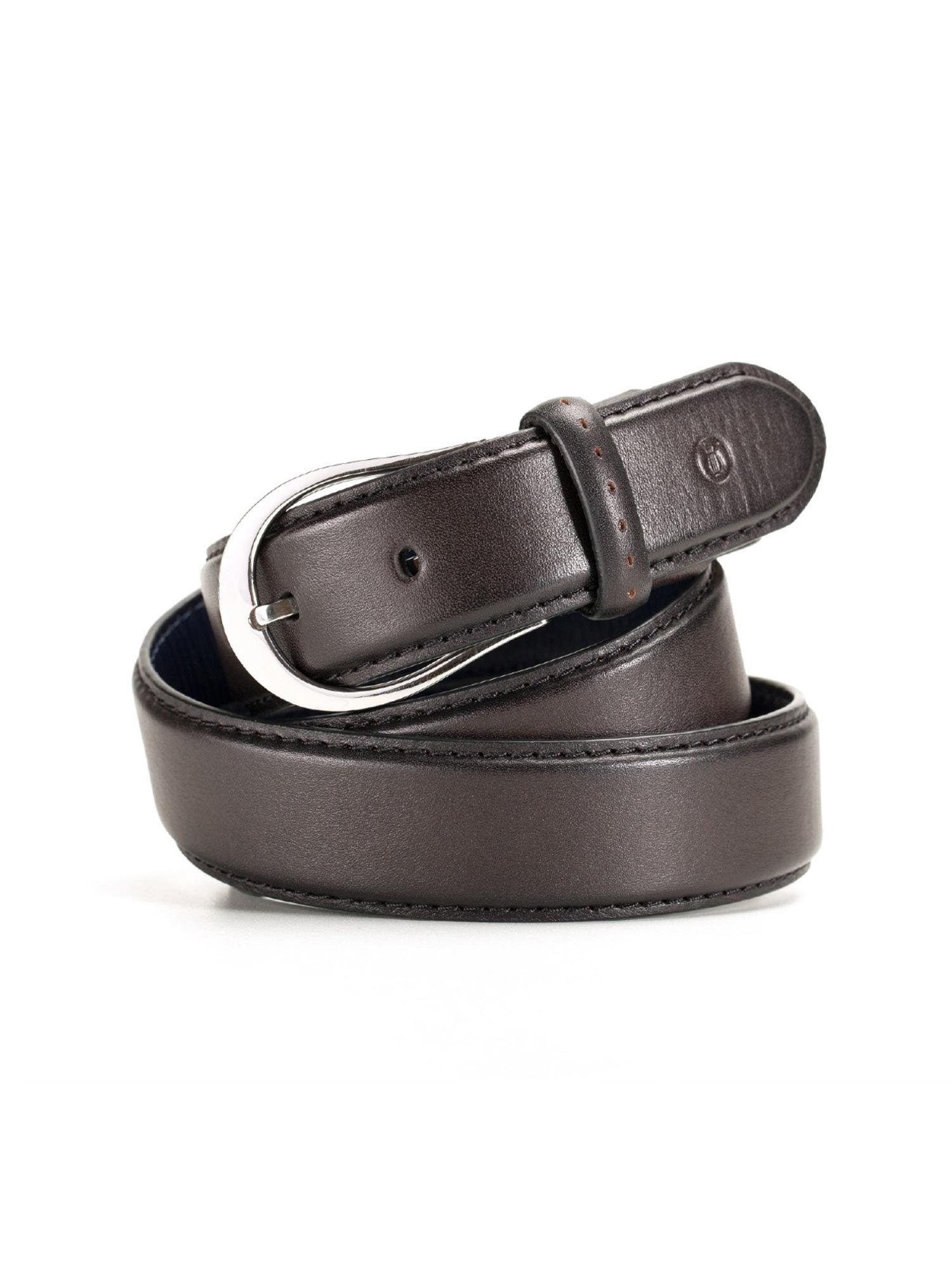 black sullivan silver 35mm buckle with two tone leather belt